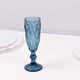 6 Pack Ocean Blue Crystal Cut Wine Goblet Toast Glasses, 6oz Textured Champagne Flute