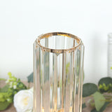 2 Pack Crystal Pendant Hurricane Candle Holders, Elegant Cylinder Design for Pillar