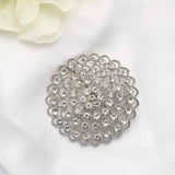 3inch Silver Diamond Metal Flower Chair Sash Bow Pin