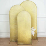 5ft Shimmer Tinsel Spandex Chiara Backdrop Stand Cover For Fitted Round Top Wedding Arch