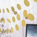 3 Pack | 7.5ft Gold Circle Dot Party Paper Garland Banner, Hanging Backdrop Streamer