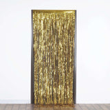 8ft Gold Metallic Tinsel Foil Fringe Doorway Curtain Party Backdrop