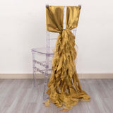 5 Pack Gold Curly Willow Chiffon Satin Chair Sashes