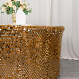 21ft Gold Premium Big Payette Sequin Dual Layered Satin Table Skirt