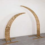 Set of 2 Gold Big Payette Sequin Backdrop Stand Cover for Half Crescent Moon Wedding Arch