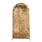 7ft Sparkly Gold Double Sided Big Payette Sequin Chiara Backdrop Stand Cover For Fitted Round Top