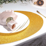 6 Pack | Gold Sparkle Placemats, Non Slip Decorative Oval Glitter Table Mat