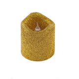 12 Pack | Glitter Flameless Candles LED | Votive Candles - Gold | Tablecloths Factory