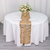 12x108inch Gold Wave Mesh Table Runner With Embroidered Sequins