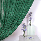 Hunter Emerald Green Metallic Shimmer Tinsel Event Background Drapery Panel, Photo Backdrop Curtain