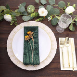 Hunter Emerald Green Geometric Diamond Glitz Sequin Cloth Napkins, Decorative Reusable