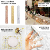 108inch Sparkly Metallic Gold Foil Thin Mesh Polyester Table Runner - 25GSM