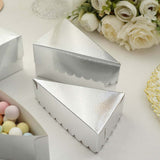 10 Pack | 5x3inch Metallic Silver Single Slice Paper Cake Boxes