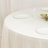 108inch Shimmer Pearl White Premium Scuba Round Tablecloth, Wrinkle Free Polyester Tablecloth