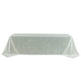 Scuba Rectangular Tablecloth 90×156inch Pearl White Rhinestone Accents – Seamless, Wrinkle-Free