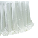 Scuba Round Tablecloth 132 Pearl White with Rhinestone Accents – Seamless, Wrinkle-Free