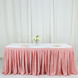 17ft Blush / Rose Gold Metallic Shimmer Tinsel Spandex Pleated Table Skirt with Top Velcro Strip