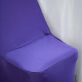 Purple Spandex Stretch Folding Chair Cover, Fitted Chair Cover with Metallic Shimmer Tinsel Back