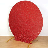 7.5ft Red Metallic Shimmer Tinsel Spandex Round Backdrop, 2-Sided Wedding Arch Cover