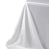 Scuba Rectangular Tablecloth 90×132inch White Rhinestone Accents – Seamless, Wrinkle-Free
