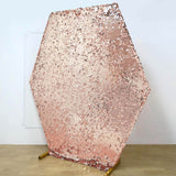 Blush Big Payette Sparkle Sequin Hexagon Wedding Arch Cover, Shiny Shimmer Backdrop Stand Cover