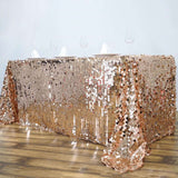 90x132 Big Payette Sequin Rectangle Tablecloth - Rose Gold | Blush