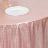 120inch Shiny Blush Rose Gold Round Polyester Tablecloth With Shimmer Sequin Dots