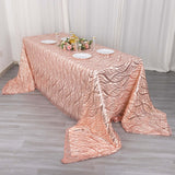 90x156inch Blush Rose Gold Wave Mesh Rectangular Tablecloth With Embroidered Sequins