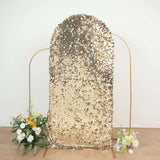 7ft Sparkly Champagne Double Sided Big Payette Sequin Chiara Backdrop Stand Cover For Fitted Round