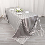 90x132inch Silver Satin Stripe Seamless Rectangular Tablecloth