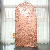 7ft Sparkly Rose Gold Double Sided Big Payette Sequin Chiara Backdrop Stand Cover For Fitted Round