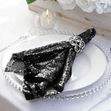 20x20Inch Black Premium Sequin Cloth Dinner Napkin | Reusable Linen