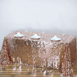 90x156 Big Payette Sequin Rectangle Tablecloth - Rose Gold | Blush