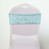 5 pack | 6x15 Serenity Blue Sequin Spandex Chair Sash