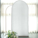 7ft Silver Shimmer Tinsel Spandex Chiara Backdrop Stand Cover For Fitted Round Top Wedding Arch
