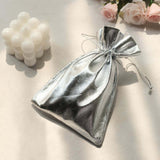 10 Pack | Metallic Silver Lame Polyester 5inch x 7inch Party Favor Gift Bags