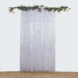 8ftx8ft Silver Geometric Sequin Event Curtain Drapes with Satin Backing, Seamless Opaque Sparkly