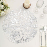 10 Pack | 13inch Metallic Silver Foil Mesh Table Placemats