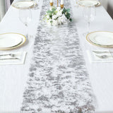 108inch Sparkly Metallic Silver Foil Thin Mesh Polyester Table Runner - 25GSM