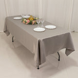 60"x102" Silver Lamour Satin Rectangle Tablecloth