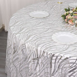 120inch Silver Wave Mesh Round Tablecloth With Embroidered Sequins