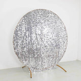 7.5ft Sparkly Silver Big Payette Sequin Single Sided Wedding Arch Cover for Round Backdrop