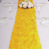 Gold Metallic Fringe Shag Tinsel Table Runner, Shimmery Polyester Table Runner