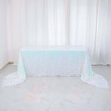 90inch x 156inch Iridescent Blue Big Payette Sequin Rectangle Tablecloth Premium