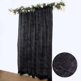 8ft Black Metallic Fringe Shag Photo Backdrop Drapery Panel, Shimmery Tinsel Polyester Divider