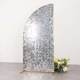 7ft Silver Double Sided Big Payette Sequin Chiara Wedding Arch Cover For Half Moon Backdrop Stand