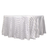 120inch White Satin Stripe Seamless Round Tablecloth