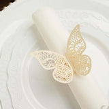 12 Pack | Ivory Shimmery Laser Cut Butterfly Paper Chair Sash Bows