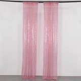 2 Pack Pink Sequin Event Curtain Drapes with Rod Pockets, Seamless Backdrop