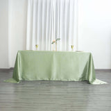 90x132Inch Sage Green Satin Seamless Rectangular Tablecloth